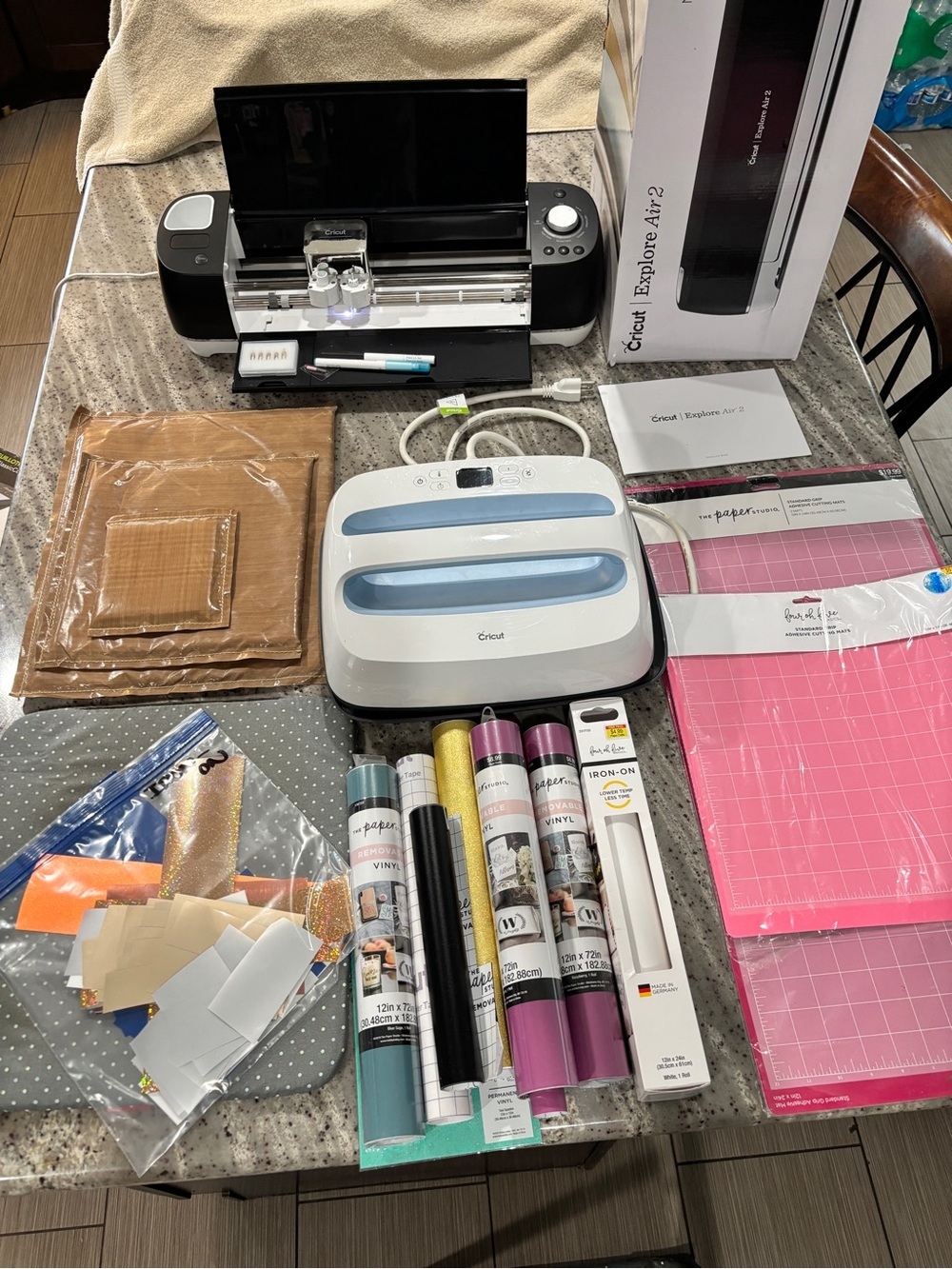 Cricut Craft Machine Bundle with Pink, White, Black, Gold, Teal Vinyls